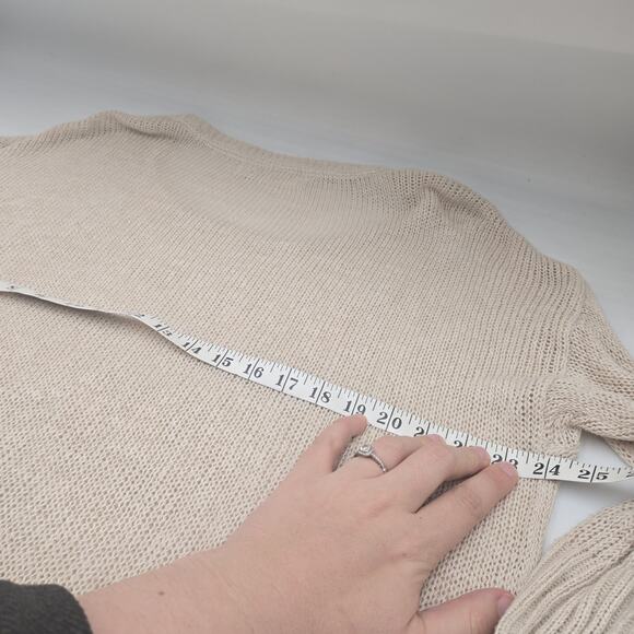 Sparrow By Anthropologie Sweater Cream Open Knit Sz L Coastal Fisherman Linen - Picture 8 of 9